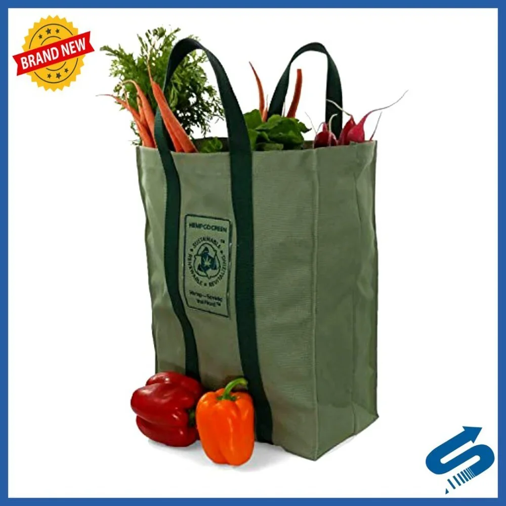 Heavy Duty Hemp Canvas Reusable Shopping Bag Eco-Friendly Durable Tote